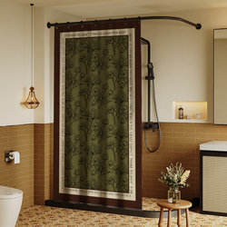 American Retro Bathroom Shower Curtain Without Punching, Bathroom Mildew-Proof and Waterproof Cloth, Anti-Leakage Curtain, Light-Proof and Impermeable to People
