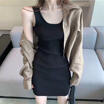 One-piece bag hip skirt tight-fitting all-match little black dress spring and summer new slim inner vest suspenders bottoming skirt womens sleeveless