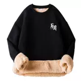 Утепленная бархатная толстовка, трендовый зимний лонгслив для отдыха, удерживающее тепло базовое термобелье, оверсайз