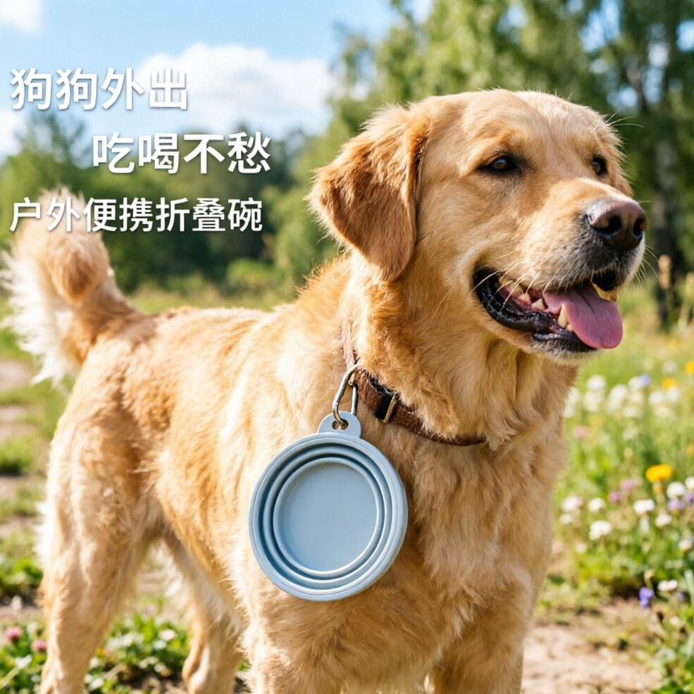 ペット用折りたたみ式ボウル、ミニ折りたたみ式洗面器、洗面器、外出時の犬の給水器、平らに折りたためて持ち運びやすく、収納やバッグへの吊り下げも簡単。