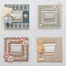 High-end European handmade fabric switch stickers for living room and bedroom decoration wall stickers lace switch cover socket anti-dirty cover
