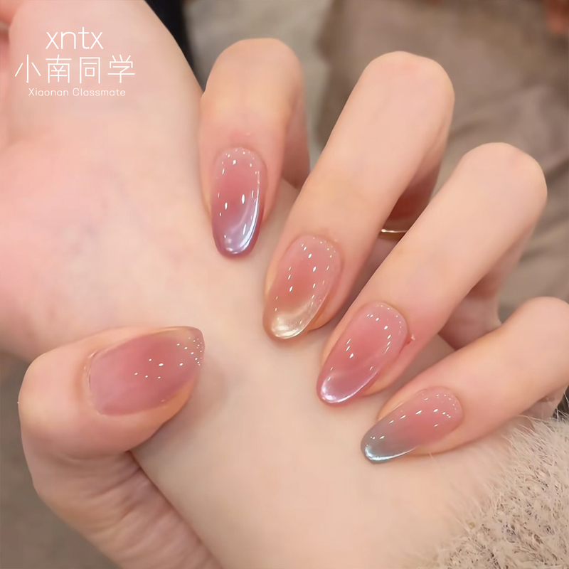 Nail Art Wearable Nails 2026 New Nude Color Cat Eye Yellow and Black Skin Tone Brightening Simple Summer Student Nail Stickers Mozai