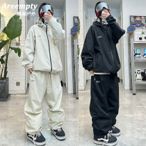 Mens and womens double snowboard suit suit couples trendy Korean loose waterproof and warm Dupont cotton outdoor windproof jacket