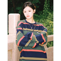 Day Ensemble Retro Striped Long Sleeve T-Shirt Woman Fall Design Sensation Small Crowddopamine Wearing a long sleeve blouse