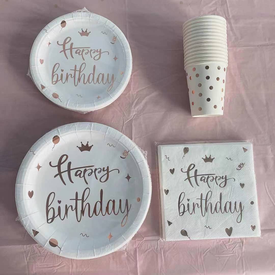 Children's Party Tableware Birthday Party Cake Knife Fork Plate Disposable Paper Plate Dessert Table Picnic Plate Set — تصویر 1