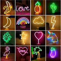Neon light bedroom atmosphere light room small table lamp led ornaments decorative light layout ins e-sports light internet celebrity bar