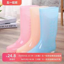 Qinju spring and summer new childrens high-top childrens rain boots for boys girls and big childrens non-slip mid-top childrens shoes waterproof rain boots