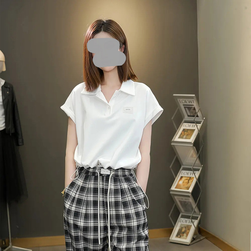 t恤女新款2026夏季欧货抽绳个性潮POLO领短袖休闲显瘦时尚上衣潮