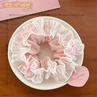 2# Древнее розовое кружевное кольцо для волос в клетку