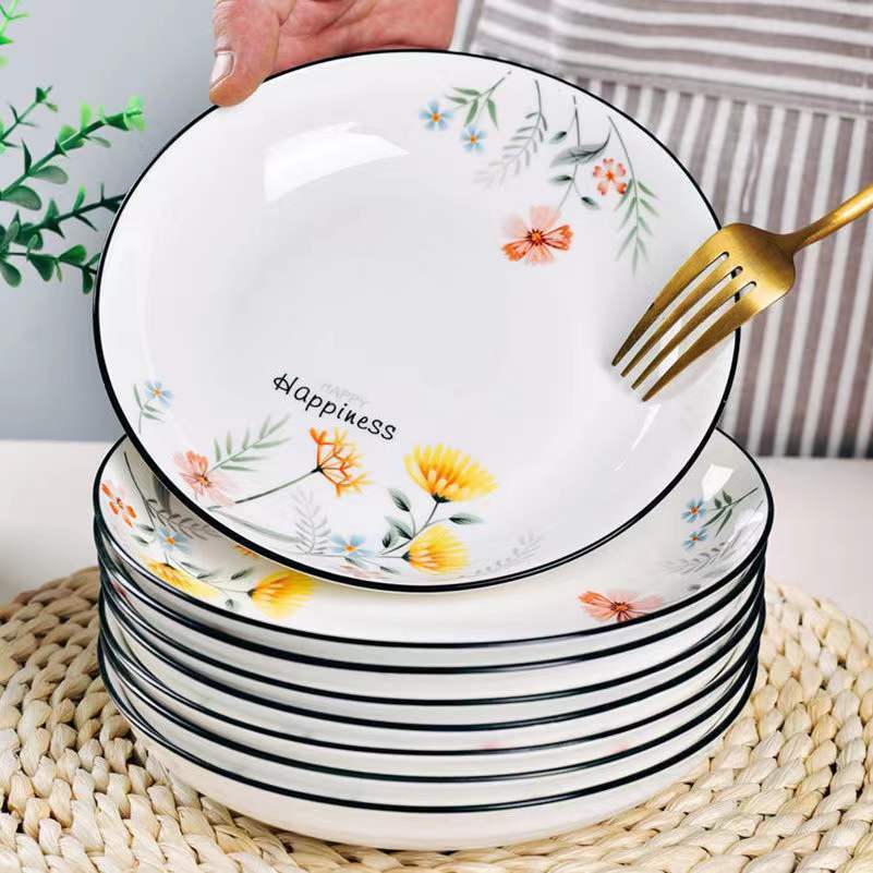 Plate dish household dish 4 6 10 cooking dishes special 7 8 inch high color dish dish