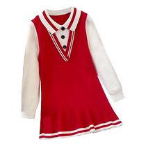 Girls Dress Autumn New Fashionable Polo Collar Knitted Sweater Skirt Girls Children Spring Autumn College Style Skirt