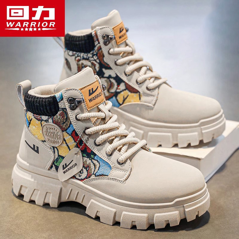 Ботинки Martin с откидывающейся спинкой, мужская обувь, зимние бархатные хлопчатобумажные ботинки в британском стиле в стиле ретро, уличная походная обувь с высоким берцем