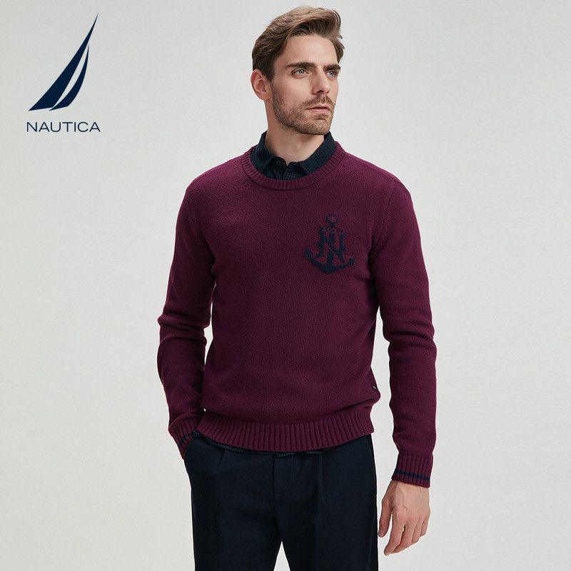 Nautica/Casual, Comfortable and Simple Wool Warm Round Neck Pullover Sweater for Men