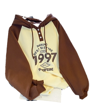 Autumn and winter velvet thickened hooded sweatshirt for women 2022 new design niche contrasting color splicing loose top trendy