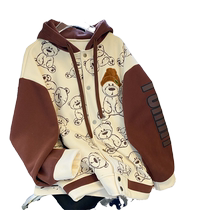 Plus size womens high-end hot style bear sweatshirt jacket for women 2022 new autumn and winter plus velvet thickened hooded top