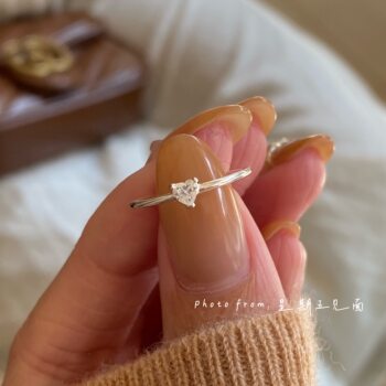 Original design love moissanite ultra-fine silver tail ring