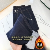 Флисовые штаны, зимние удерживающие тепло джинсы, для формы тела «груша», большой размер, по фигуре