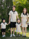 New Korean-Style Polo Shirts for Parent-Child Outfits, Summer Short-Sleeved Mother-Daughter Dresses, Family T-Shirts for Three or Four Members, Vacation Travel