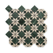 827j balcony mosaic floor tile old bungalow dark green natural stone marble B&B kitchen villa