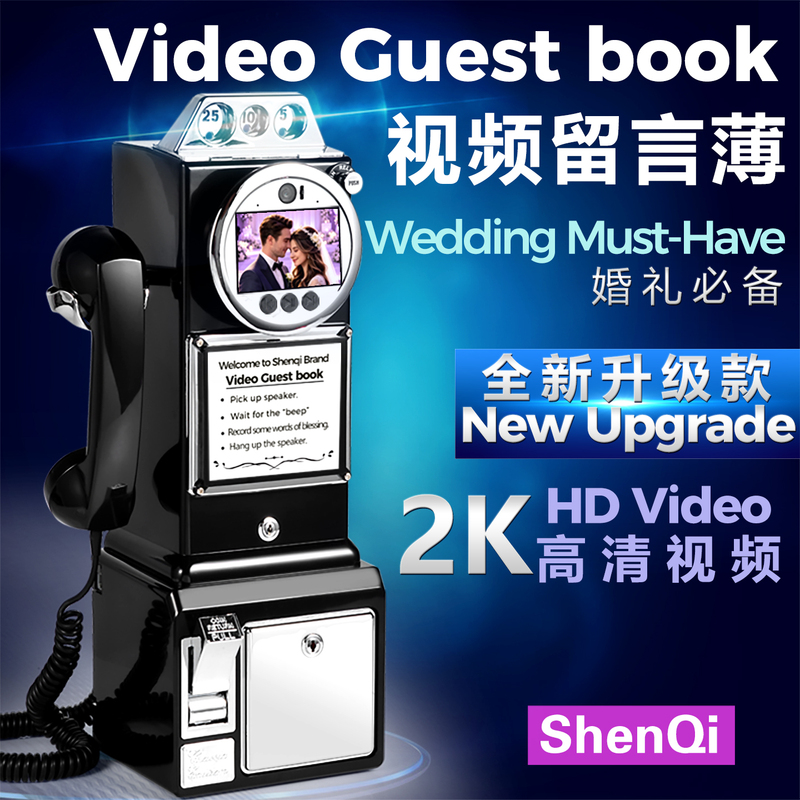 Retro-Style Wedding Photography, Audio and Video Recording, Party Guests' Blessings, Sign-In, Voice Recording, Telephone