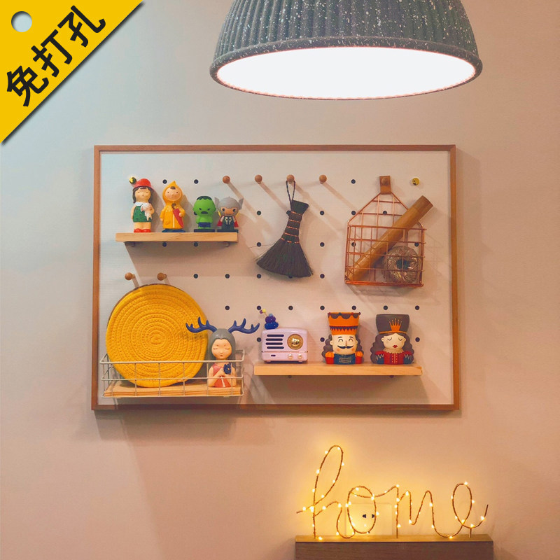Customized electric meter box hole board wooden kindergarten v solid wood frame one-word partition wall decoration storage storage