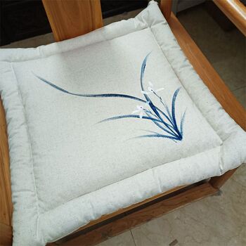 New chinese style chair cushion cotton and linen hand-painted thickened fart cushion four seasons japanese style bay window cushion q winter cushion tatami custom