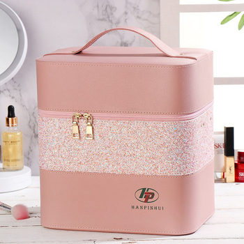 Japanese large capacity high-level makeup bag multi-function portable makeup box ins style cosmetics portable storage box