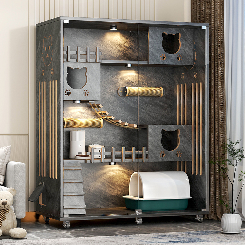 Cat Villa Real Wood Domestic Cat Cage Waterproof Cat Room Indoor Cat Cage Large Cat Closet Cat House Super Free Space-Taobao