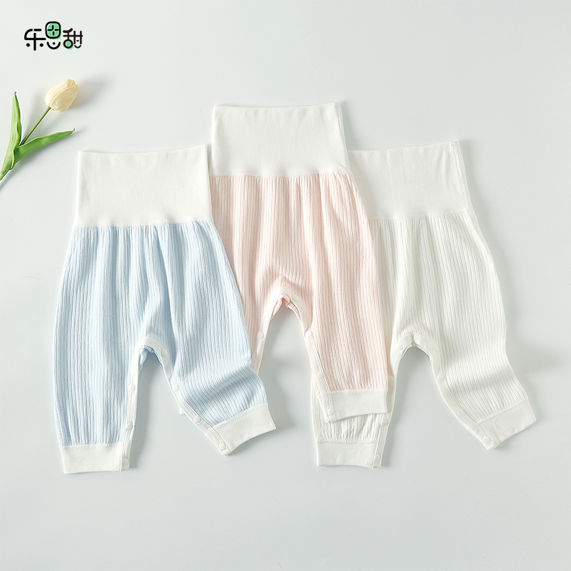 Baby Pants Spring Autumn Pure Cotton Beating Bottom Big Fart Pants Newborn Baby Autumn Pants High Waist Large Pp Strap Press Buckle Pants-Taobao