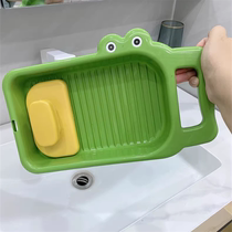 Crocodile washboard laundry basin integrated childrens washboard home dormitory underwear washing artifact roller type hand-free washing