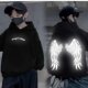 2025 Luminous Reflective Wings Sweatshirt Casual Hoodie Long Sleeve Boys' Fleece Thickened Sweatshirt Autumn and Winter Style