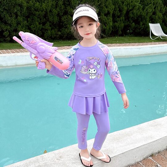 Stilvoller Sommer-Langarm-Schnelltrocknungs-Split-Badeanzug für Mädchen für Kinder 2025 neuer Baby-Sommer-Sonnenschutz-Trend