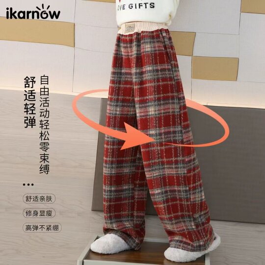 Girls' Autumn and Winter New Year Outfit 2026 New Fashionable Spring Festival Red Sweater with Fleece-Lined Long Pants Children's New Year Outfit