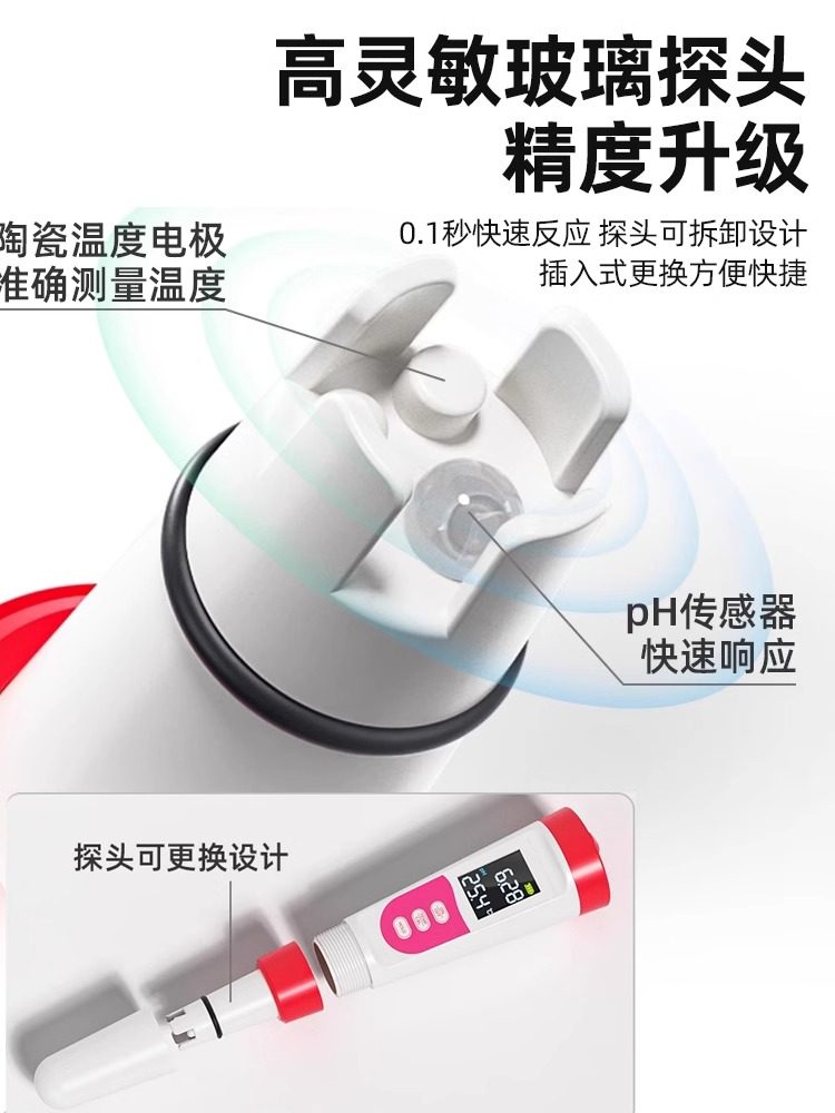 Bunte Ph Test Pen High-Precision Ph Meter Acidity and Alkalinity Detector Aquarium Fish Tank Water Quality Testing Laboratory Portable