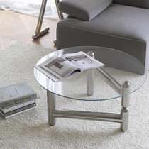 Simple living room balloon dog small apartment stainless steel net red coffee table modern light luxury household tempered glass round table