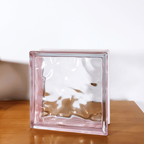 Imported from Indonesia edge color pink translucent square light-transmitting cloud pattern hollow glass brick partition wall crystal brick