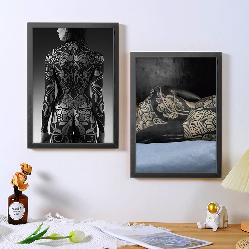 A4A3 Tattoo Poster Photo Frame Painting Black and Gray Realistic Beauty Full Back Tattoo Shop Living Room Background Wall Decoration Picture Frame A4A3 Tattoo Poster Photo Frame Painting Black and Gray Realistic Beauty Full Back Tattoo Shop Living Room Background Wall Decoration Picture Frame