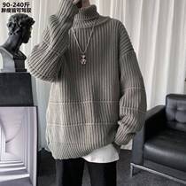 Mens soil-collar sweater autumn and winter rough sweater men autumn and winter thicken high-collar knitting sweater big numbers