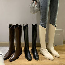 Woman-style boots Western cowboy boots winter high-tube soft boots thick heels with pointed V knight boots