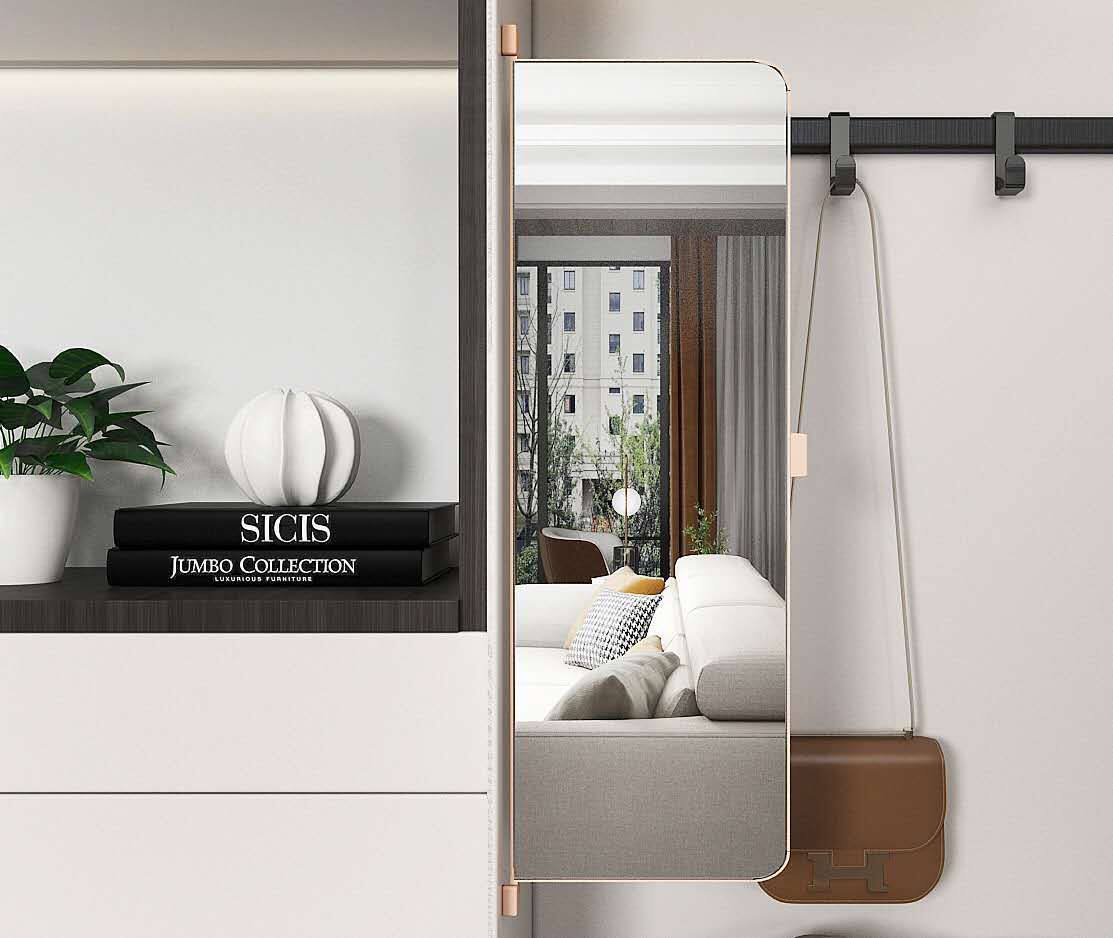 Декоративные зеркала 衣柜镜子旋转穿衣镜试衣全身折叠平开门内置内装隐形对开门推拉镜