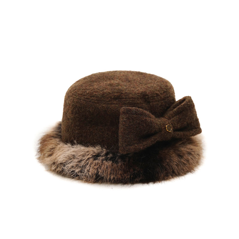 Moromoro* High-Weight Wool and Fur Patchwork Eco-Friendly Fisherman Hat