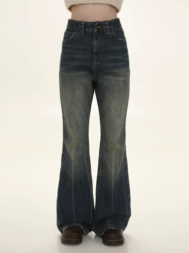 Ретро осенние джинсы, штаны, леггинсы, приталенные штаны-клёш