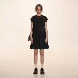 Джинсовая летняя ретро юбка для принцессы, круглый воротник, короткий рукав