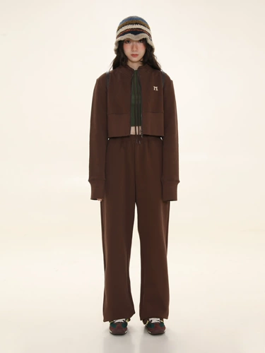 Демисезонный ретро короткий спортивный костюм, толстовка с молнией, комплект для отдыха, свободный прямой крой