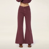 Ретро сиреневые джинсовые высокие штаны-клёш, демисезонные штаны, высокая талия, по фигуре, изысканный стиль