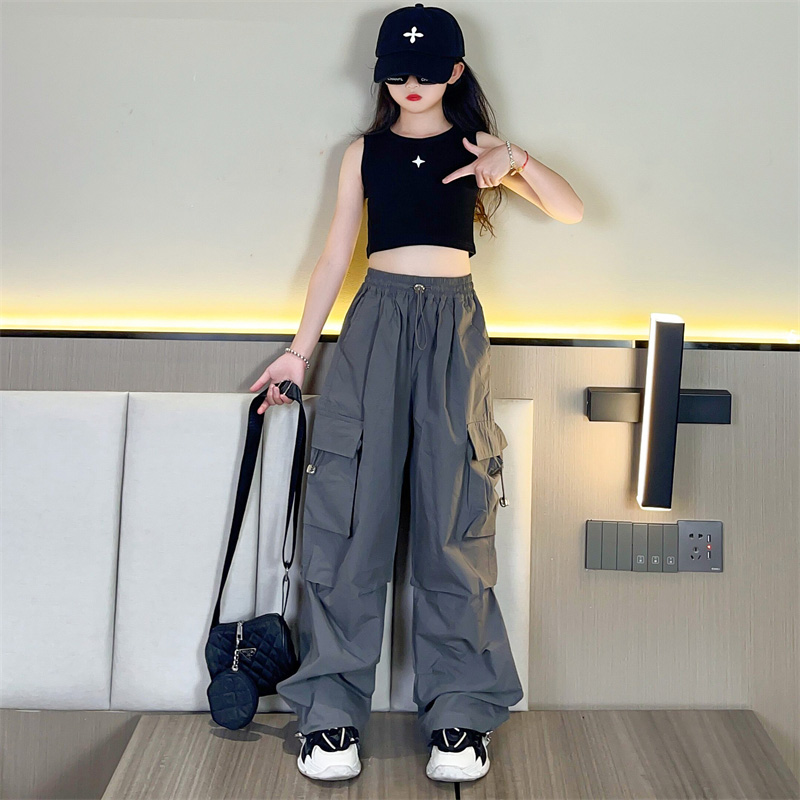 Jazz Dance Clothing Girl Dew Navel Performance Clothing Less Pediop Street Dance Wave Cool Suit Hip Hop Workout Pants Autumn-Taobao