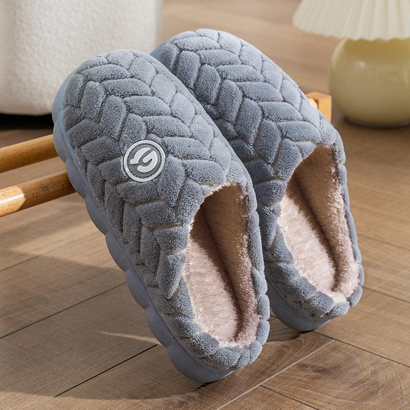 Cotton slippers Men's autumn Winter Baotou Warm Wool Suede Thickened soft bottom anti-slip Shit Sensation Couple Home Slippers women-Taobao