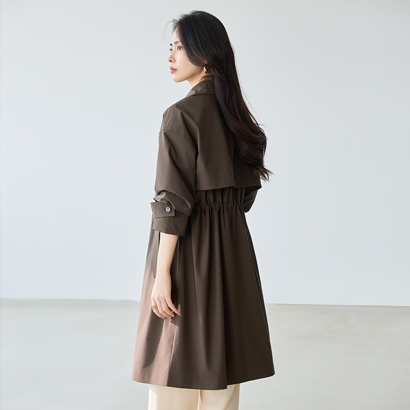 Brown Trench Coat for Women, 2025 New Style, High-End, Petite, Elegant, Loose, Casual, Fashionable, Waist-Cinching, British-Style Jacket