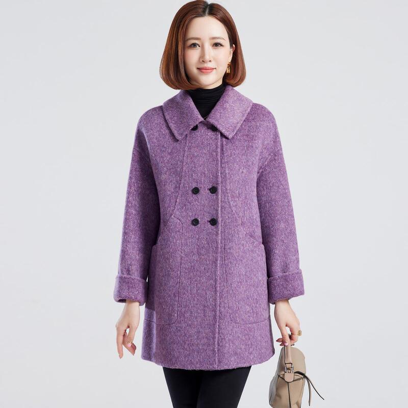 Women's Clothing 2025 New Style Mid-Length Coat for Mothers, Cashmere Double-Sided Wool Fashion Outerwear for Middle-Aged and Elderly, Autumn and Winter Women's Clothing 2025 New Style Mid-Length Coat for Mothers, Cashmere Double-Sided Wool Fashion Outerwear for Middle-Aged and Elderly, Autumn and Winter