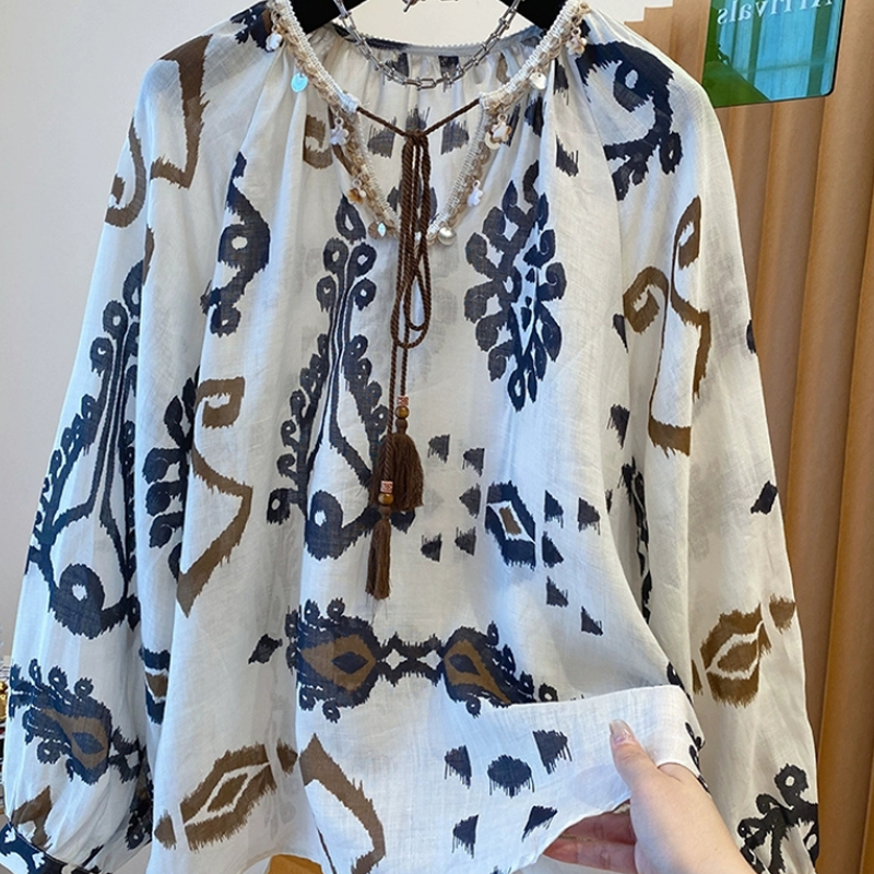 Silk Women's Bohemian Style Light Luxury Shirt, Summer High-End Loose-Fitting Elegant Rui Li French Sun Protection Top